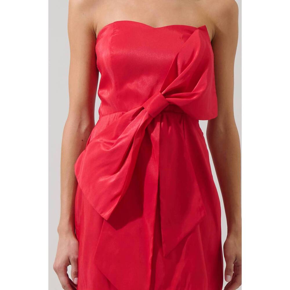NEW SUGARLIPS strapless bow mini dress in cherry - Picture 4 of 4